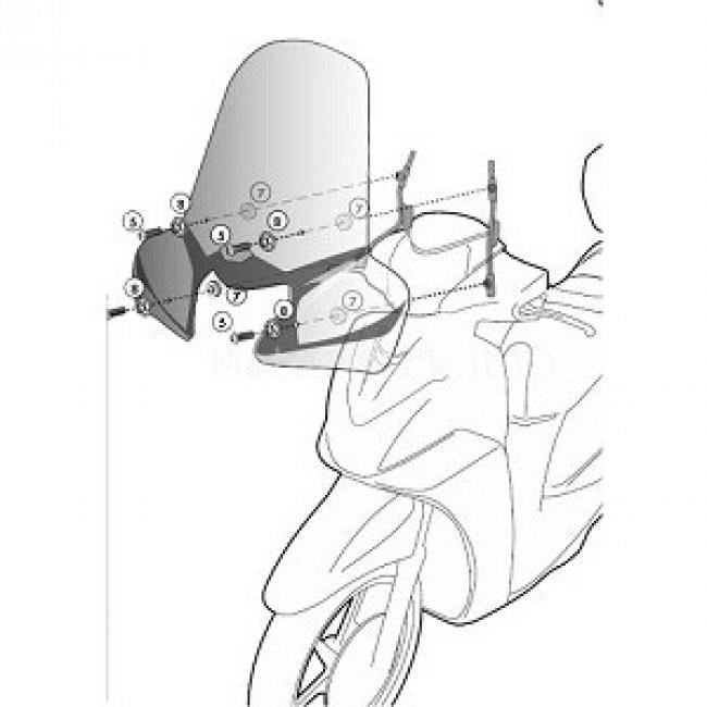 GIVI A5608A PIAGGIO VESPA PRIMAVERA-SPRINT 50-125-150 (14-26) RÜZGAR SİPERLİK BAĞLANTISI