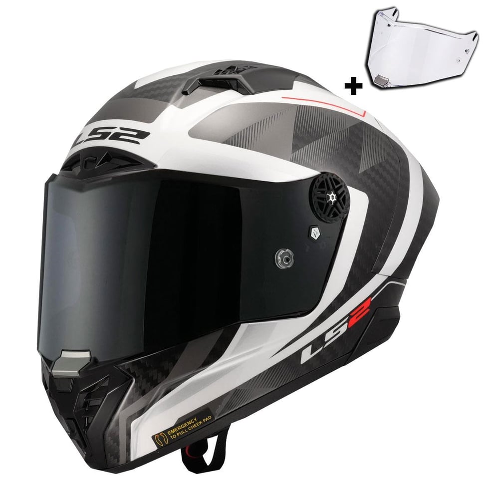 LS2 THUNDER KARBON GP AERO RAUTE BEYAZ-GRİ KASK