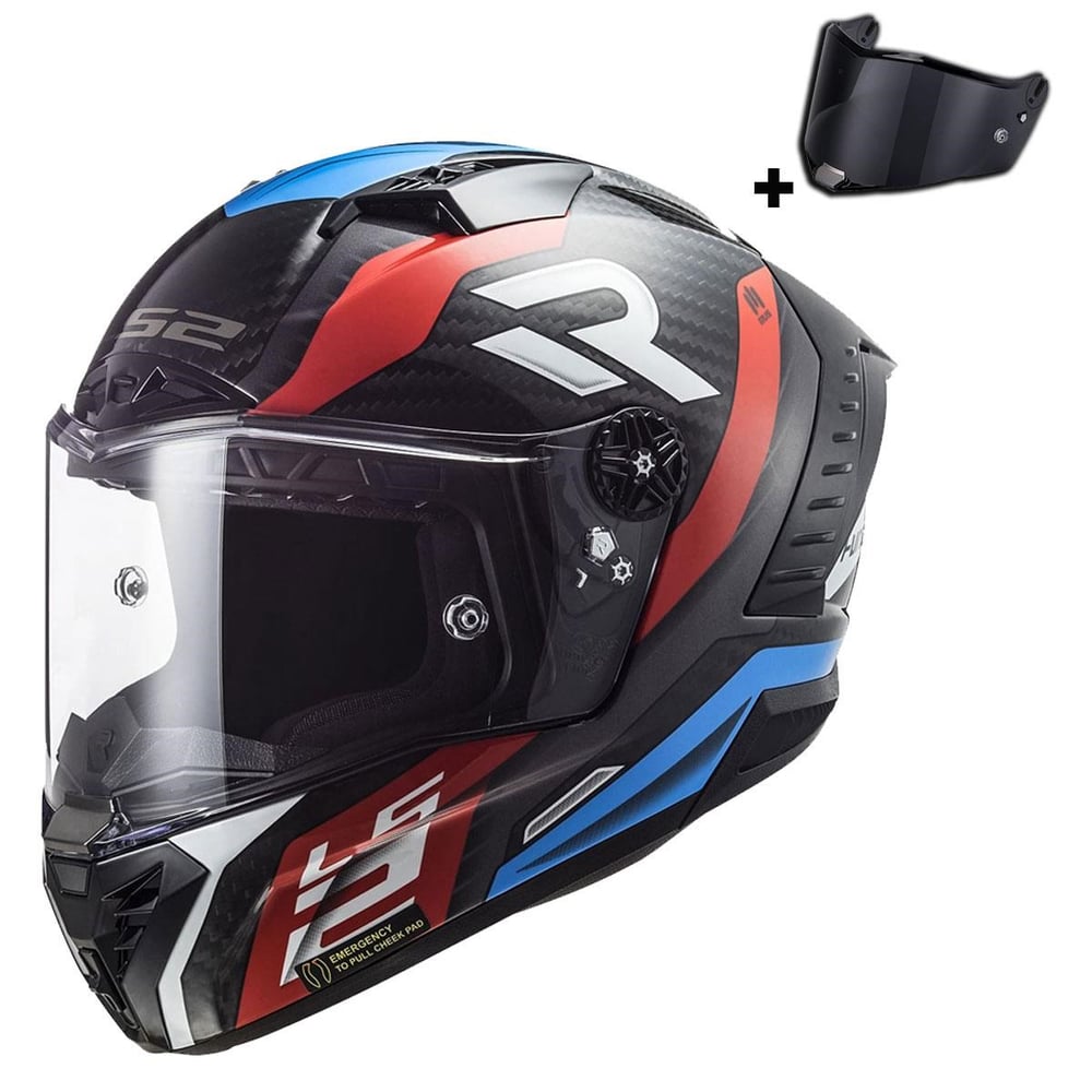 LS2 THUNDER KARBON SUPRA KIRMIZI-MAVİ KASK