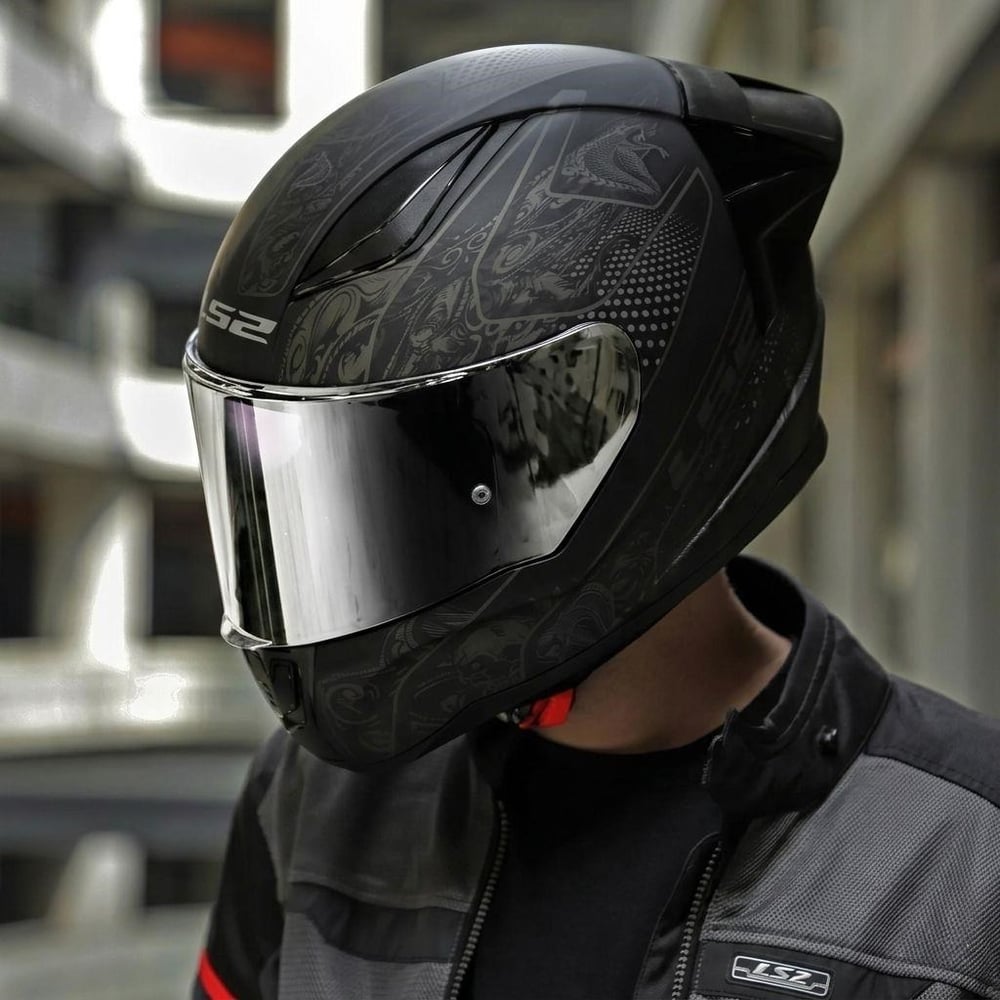 Ls2 Rapıd 2 Race Crypt Mat Siyah Kask (İridyum Gri Vizör + Spoiler)