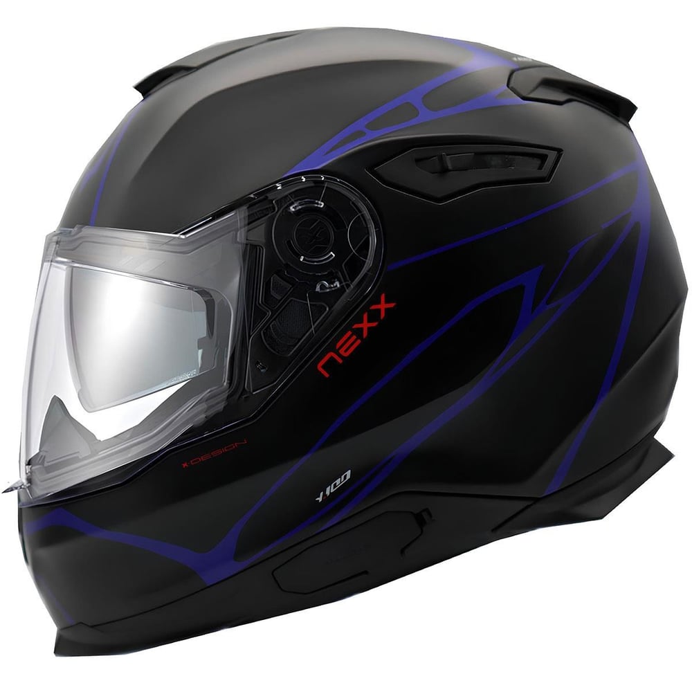 NEXX Y.100 B-SIDE MAT SİYAH-NAVY MAVİ KASK