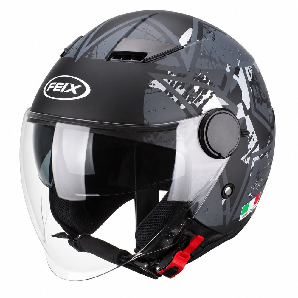 Feix Stars Camo Gri Yazlık Motosiklet Kaskı