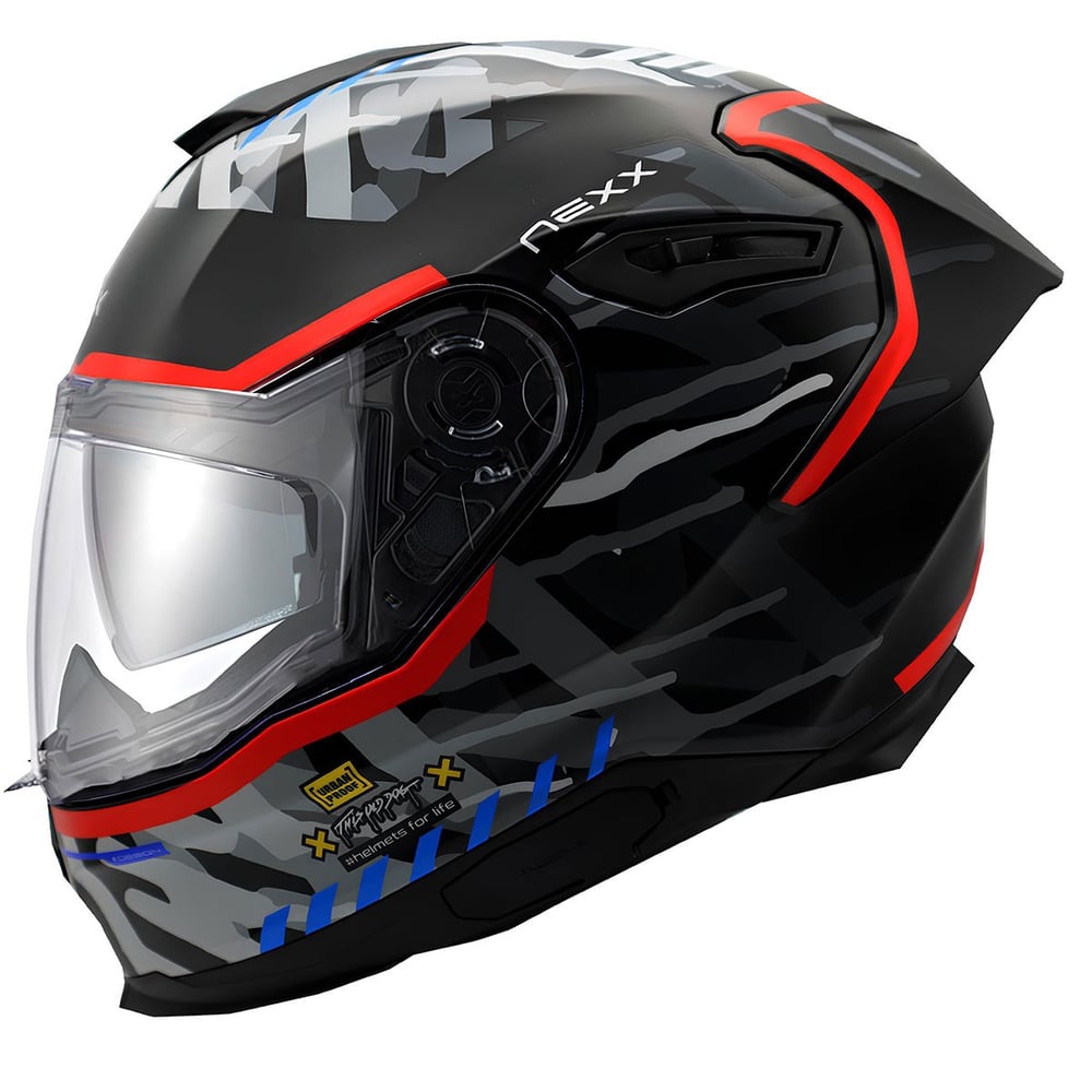 NEXX Y.100R URBANGRAM MAT SİYAH-KIRMIZI KASK
