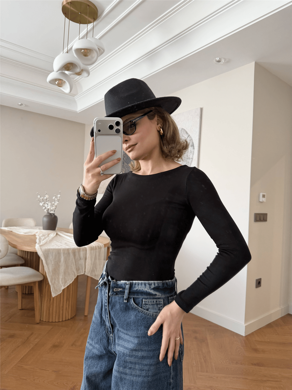 Kayık Yaka Body Siyah