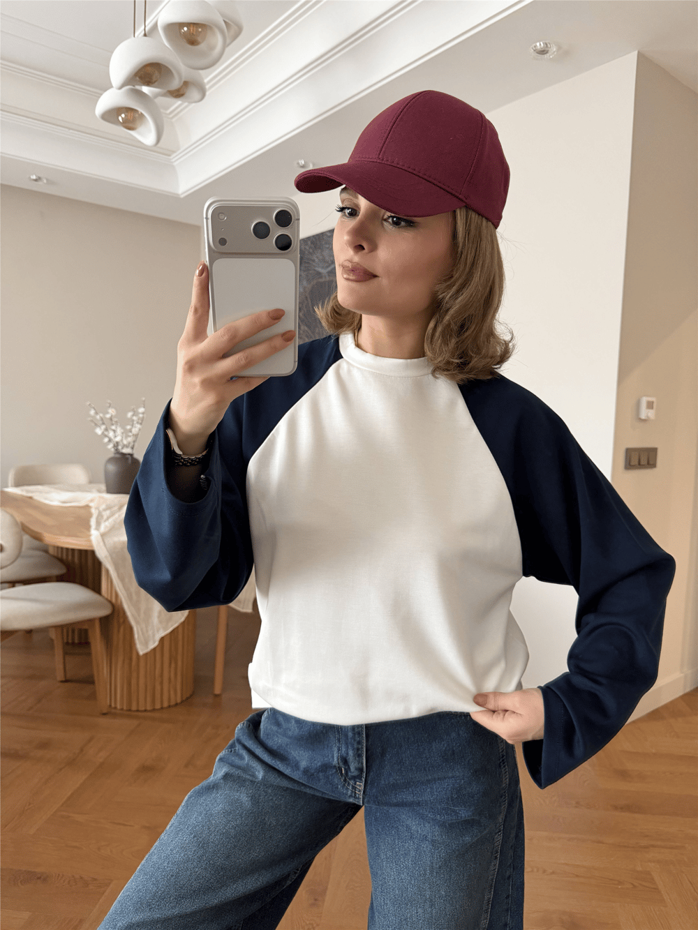 Reglan Kollu Kazak Lacivert