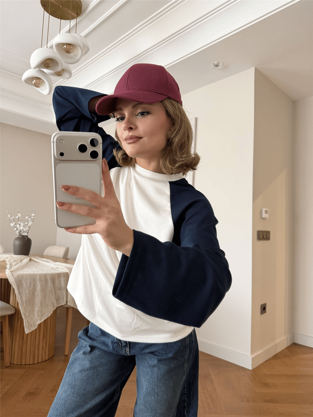 Reglan Kollu Kazak Lacivert