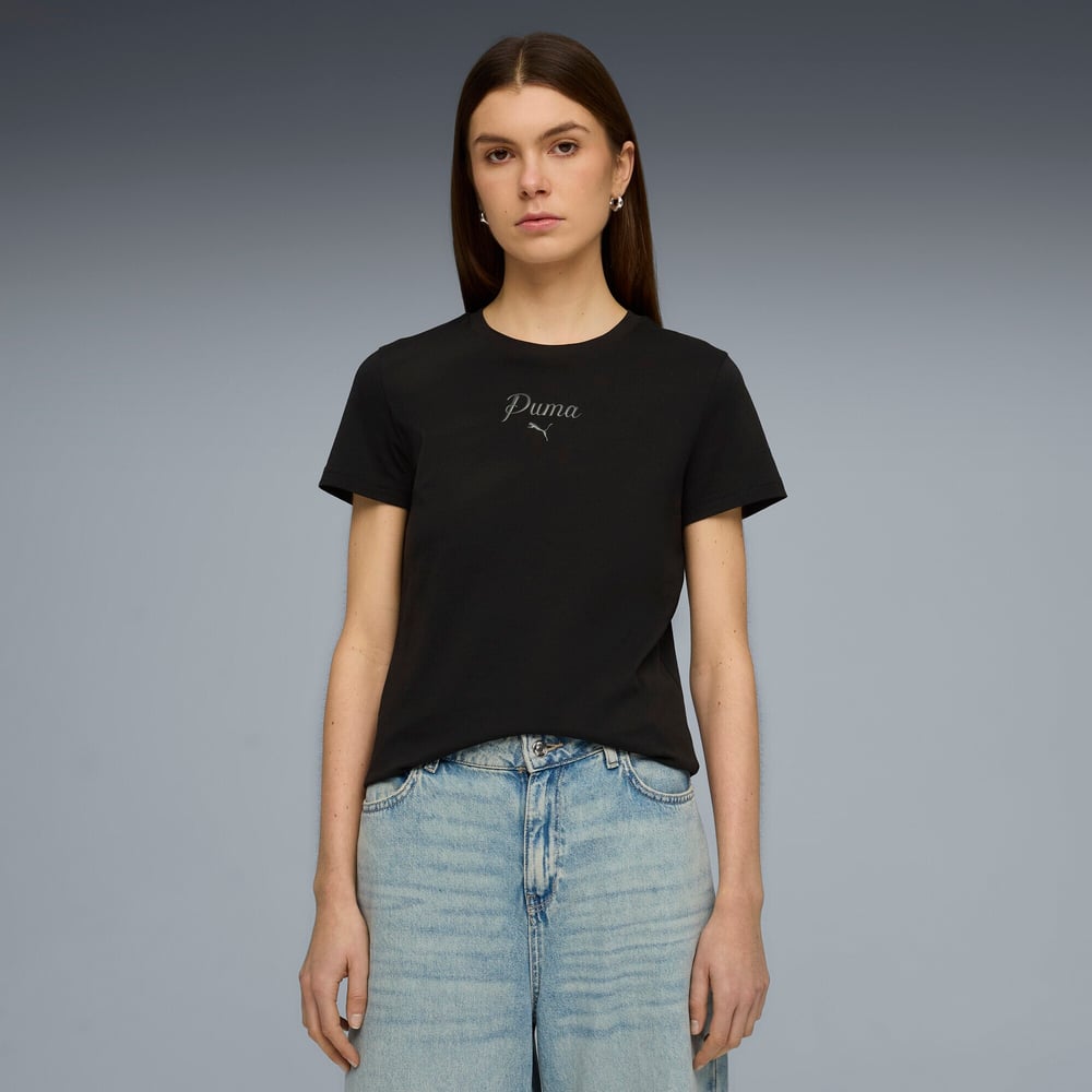 Puma ESS SCRIPT Tee Siyah Kadın T-Shirt 69176001