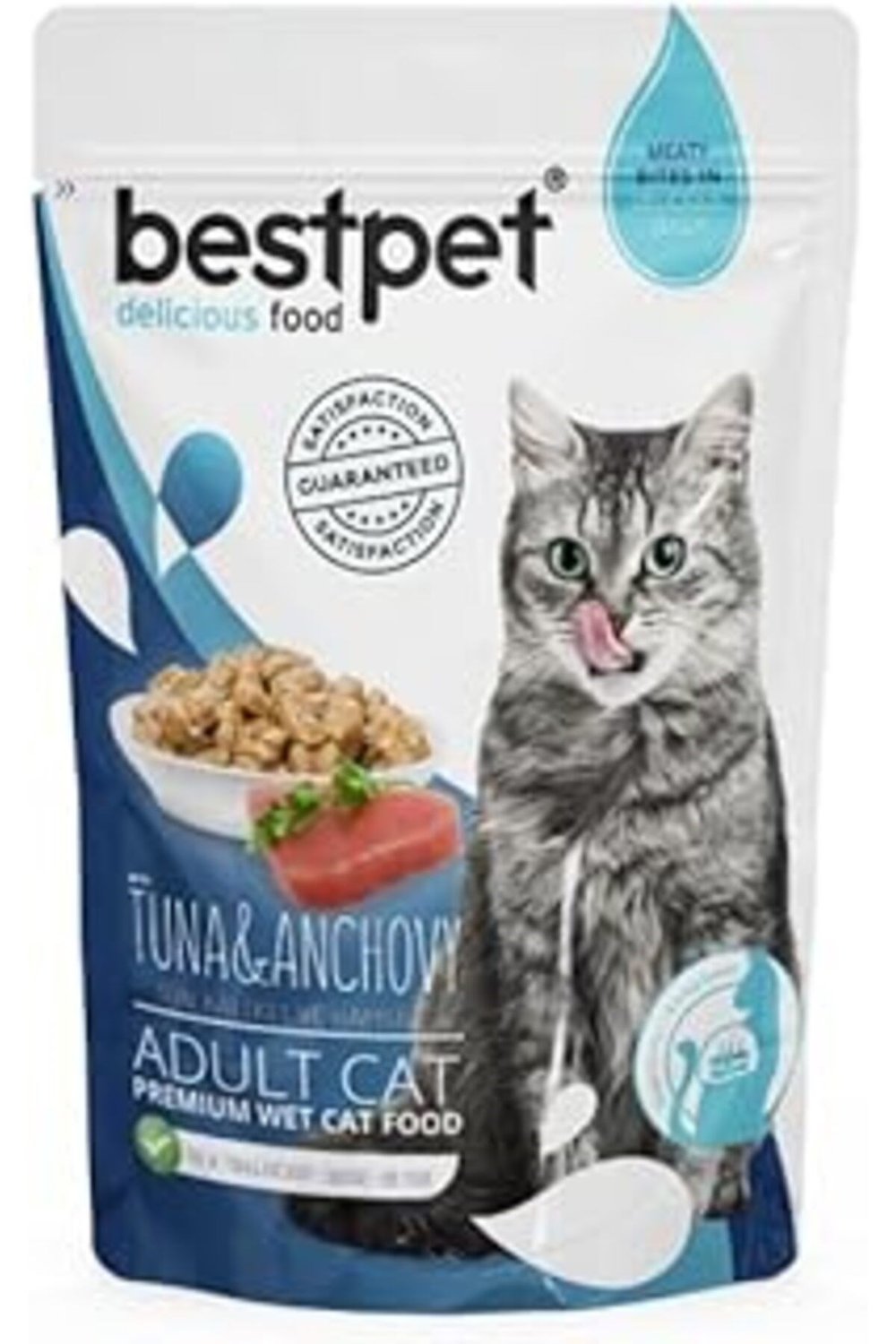 Bestpet Yetişkin Kediler İçin, Tahılsız, Jöle İçinde Tuna Ve Hamsi Parça Etli Yaş Mama, 85 G