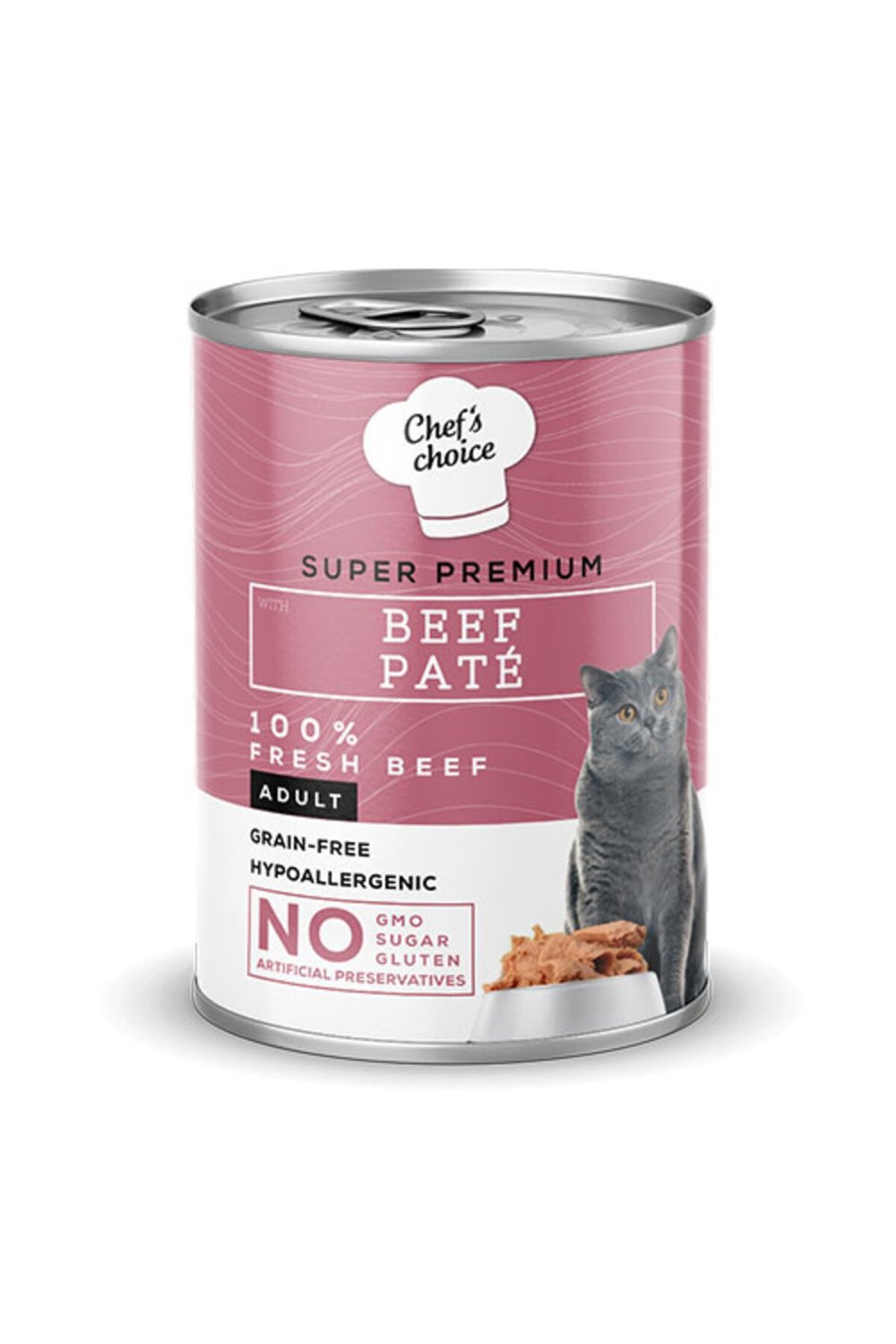 Chefs Choice Pate Beef Biftekli Tahılsız Ezme Yetişkin Kedi Konservesi 400 Gr