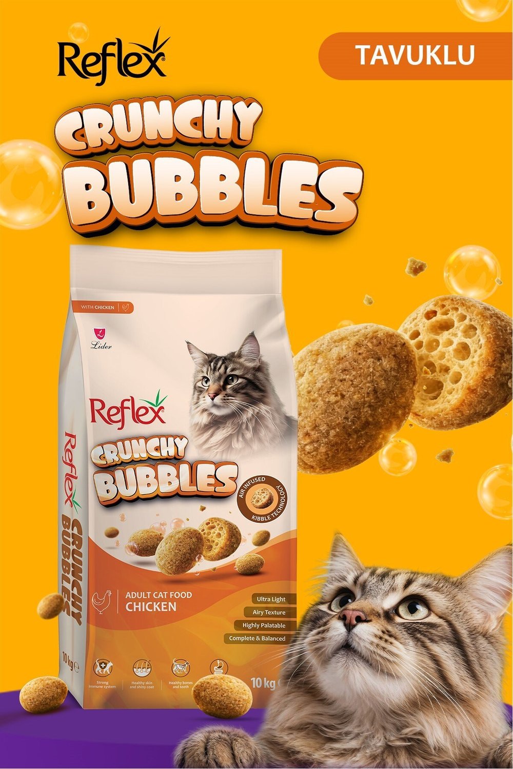 Crunchy Bubbles Tavuklu Yetişkin Kedi Maması 10 kg