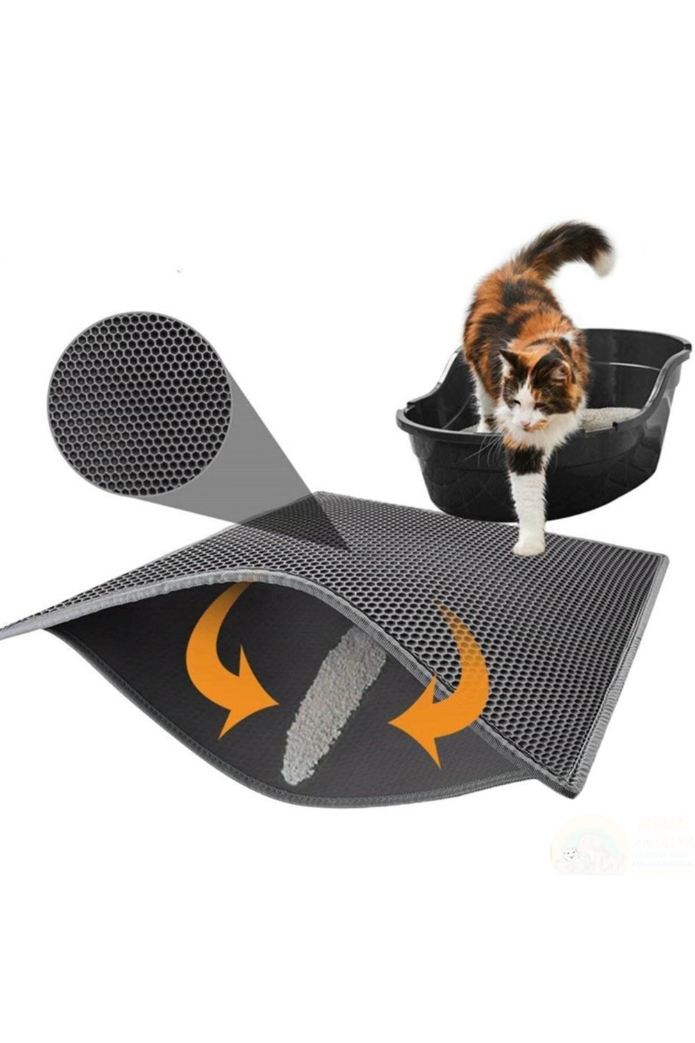 Kedi Tuvalet Önü Kum Toplayıcı Temizleyici Elekli Gri Paspas (4767) - AMC3938-3738