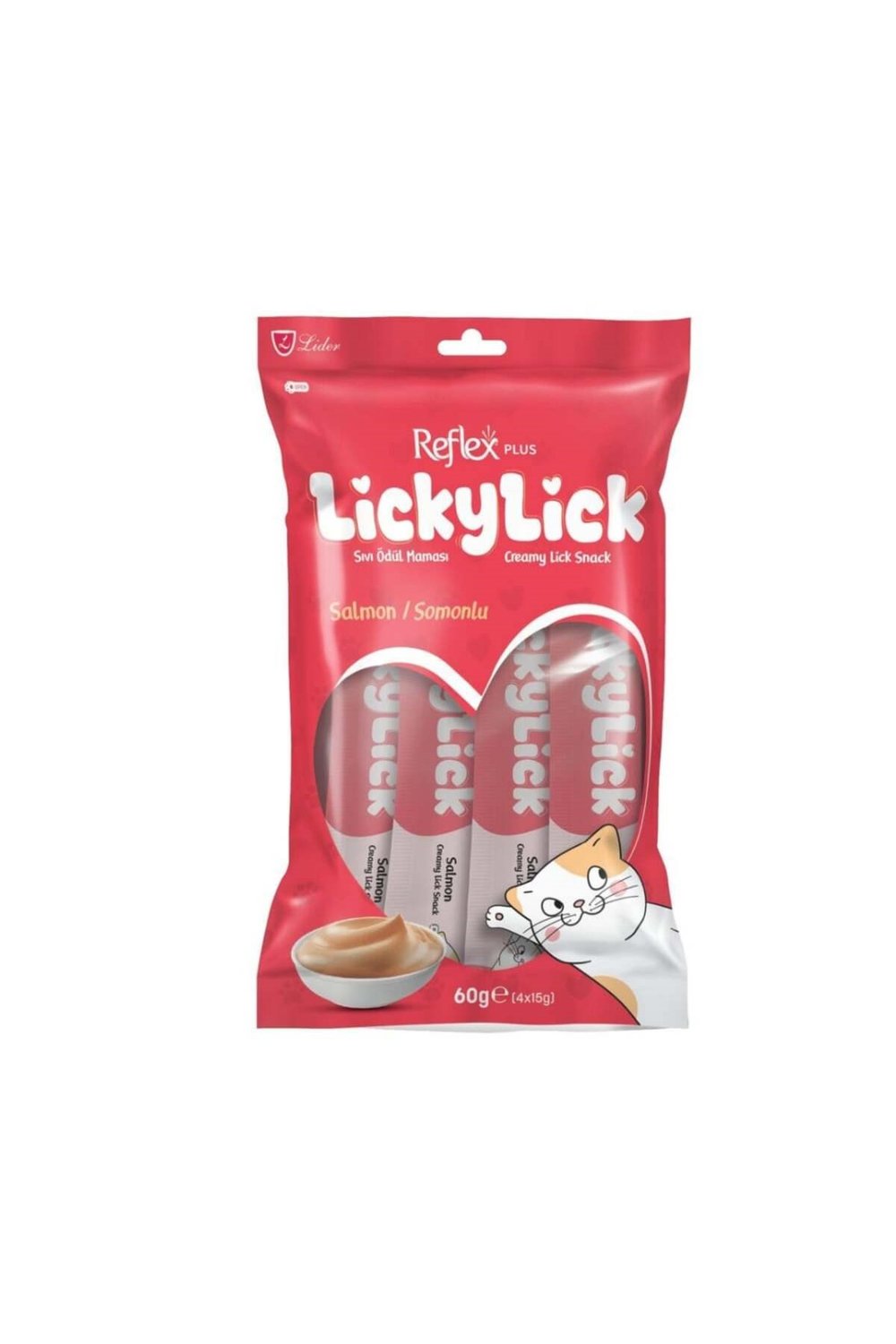 Plus Lickylick Somonlu Kedi Sıvı Ödül Maması 4X15gr