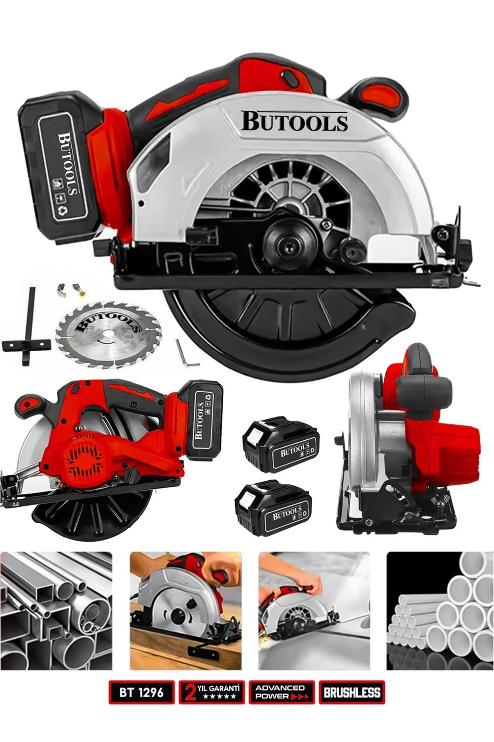 21 V Platinum Akülü Çelik Şanzuman Şarjlı Ahşap Sunta Ağaç Kesme Makinası Daire Testere