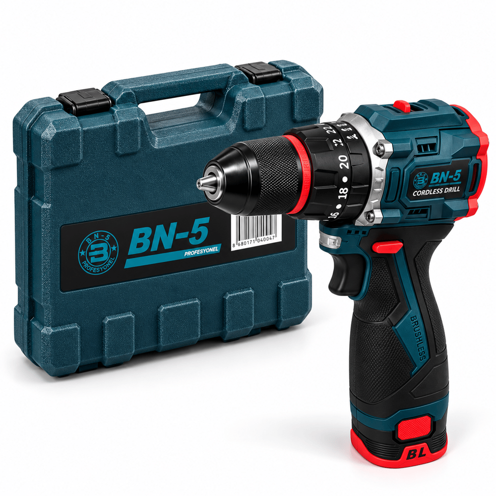 BN-5 16.8V Kömürsüz Akülü Vidalama Matkap 30 Nm Çift Akülü 2.0Ah Full Set Çantalı