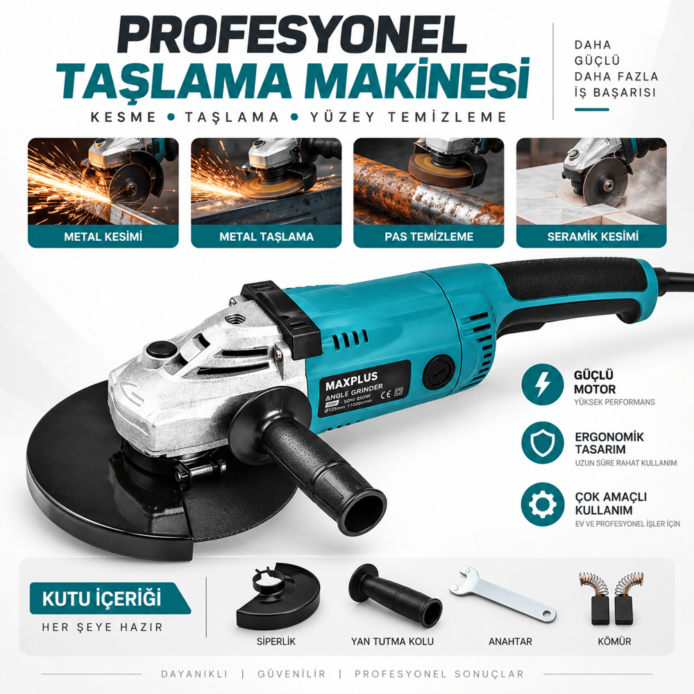 Metal Şanzıman Sipiral Taşlama Ve Kesme Makinası 2200 W 230 Mm