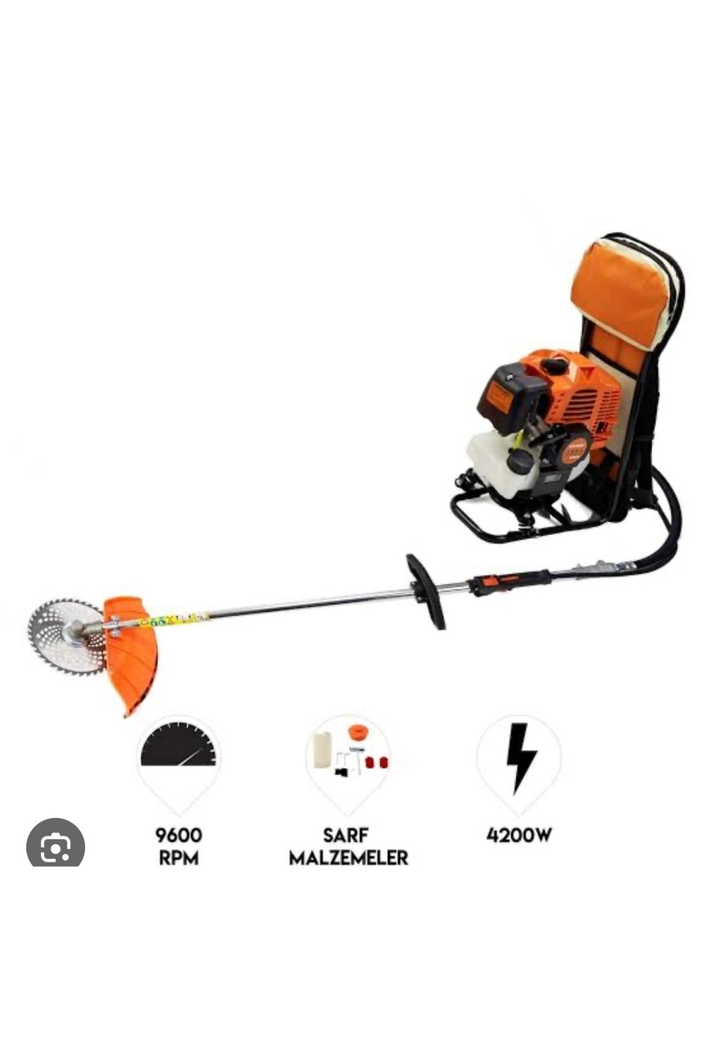 TIRPAN OT BİÇME ÇELİK MOTORU BENZİNLİ SIRT TİPİ 3 ADET UÇ 2.2 KV 52 CC