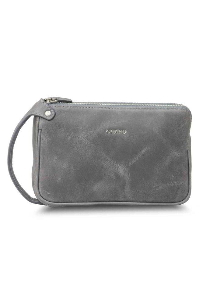 Guard Antik Gri Unisex Çift Fermuarlı El Çantası