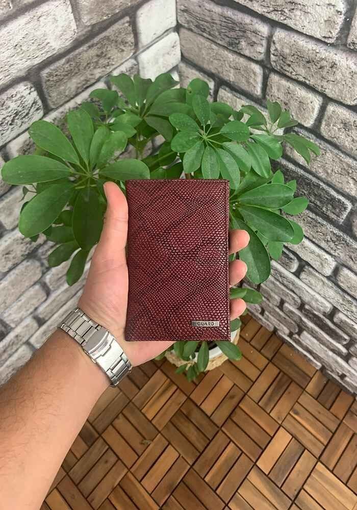 Guard Bordo Piton Baskı Pasaport Kılıfı