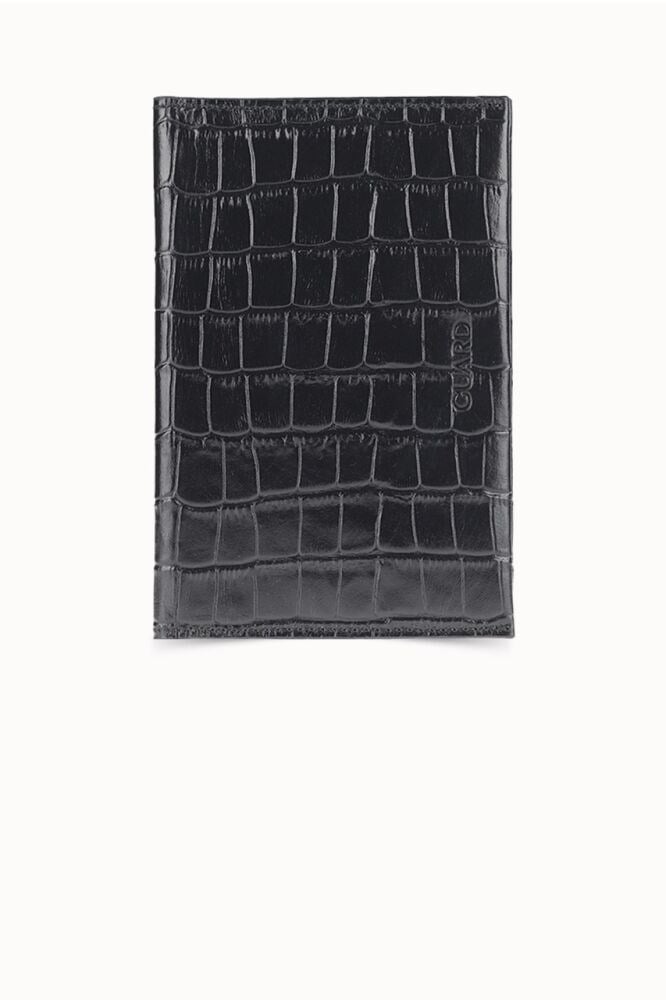 Guard Croco Baskılı Siyah Pasaport Kılıfı