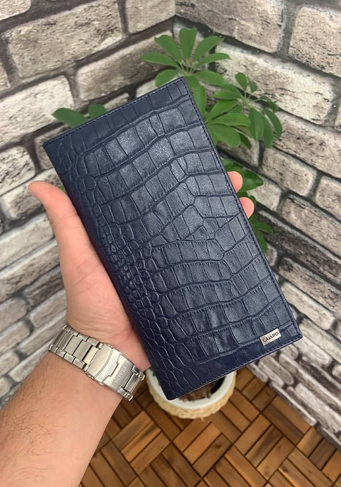 Guard Lacivert Croco Deri Portföy El Cüzdanı