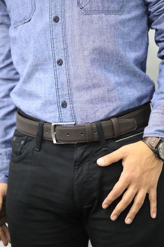 Guard Mat Deri Erkek Kemeri 4 Cm - Kahverengi