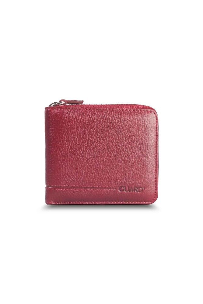 Guard Retro Fermuarlı Deri Bordo Cüzdan