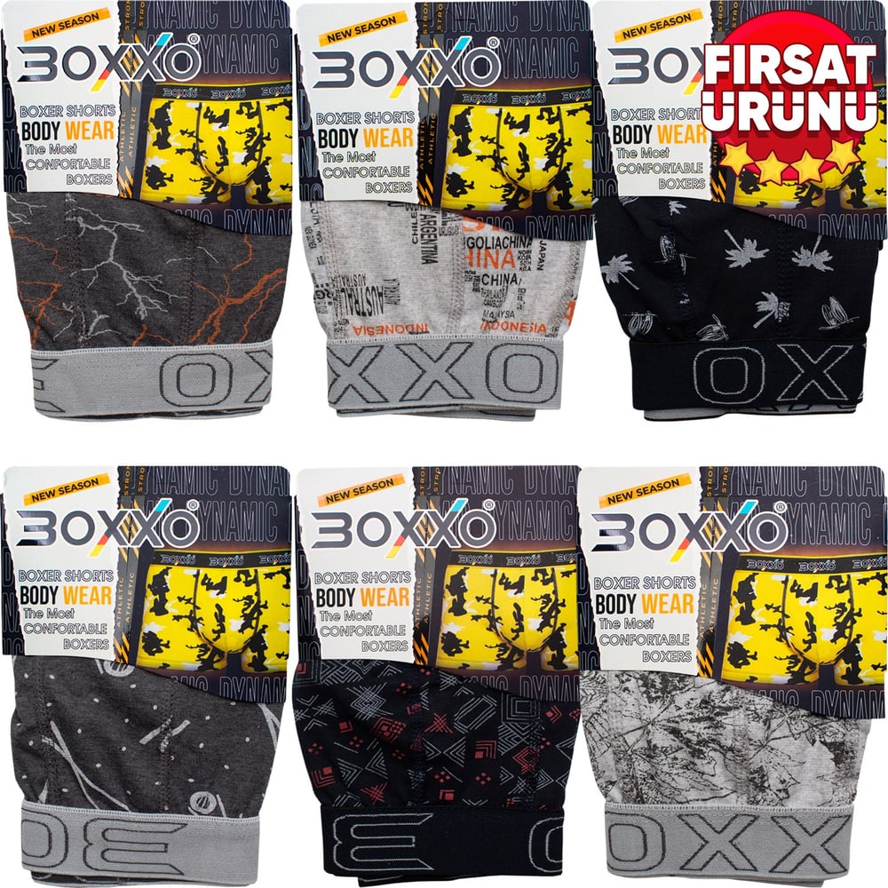BOXXO TEKLİ PAKET DESENLİ LİKRALI ERKEK BOXER