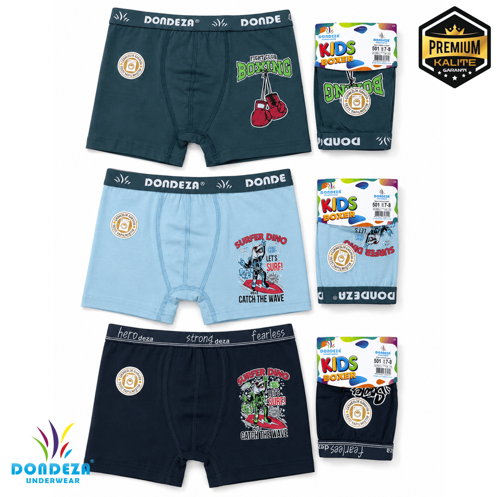 DEZA TEKLİ PAKET BASKILI ERKEK ÇOCUK BOXER
