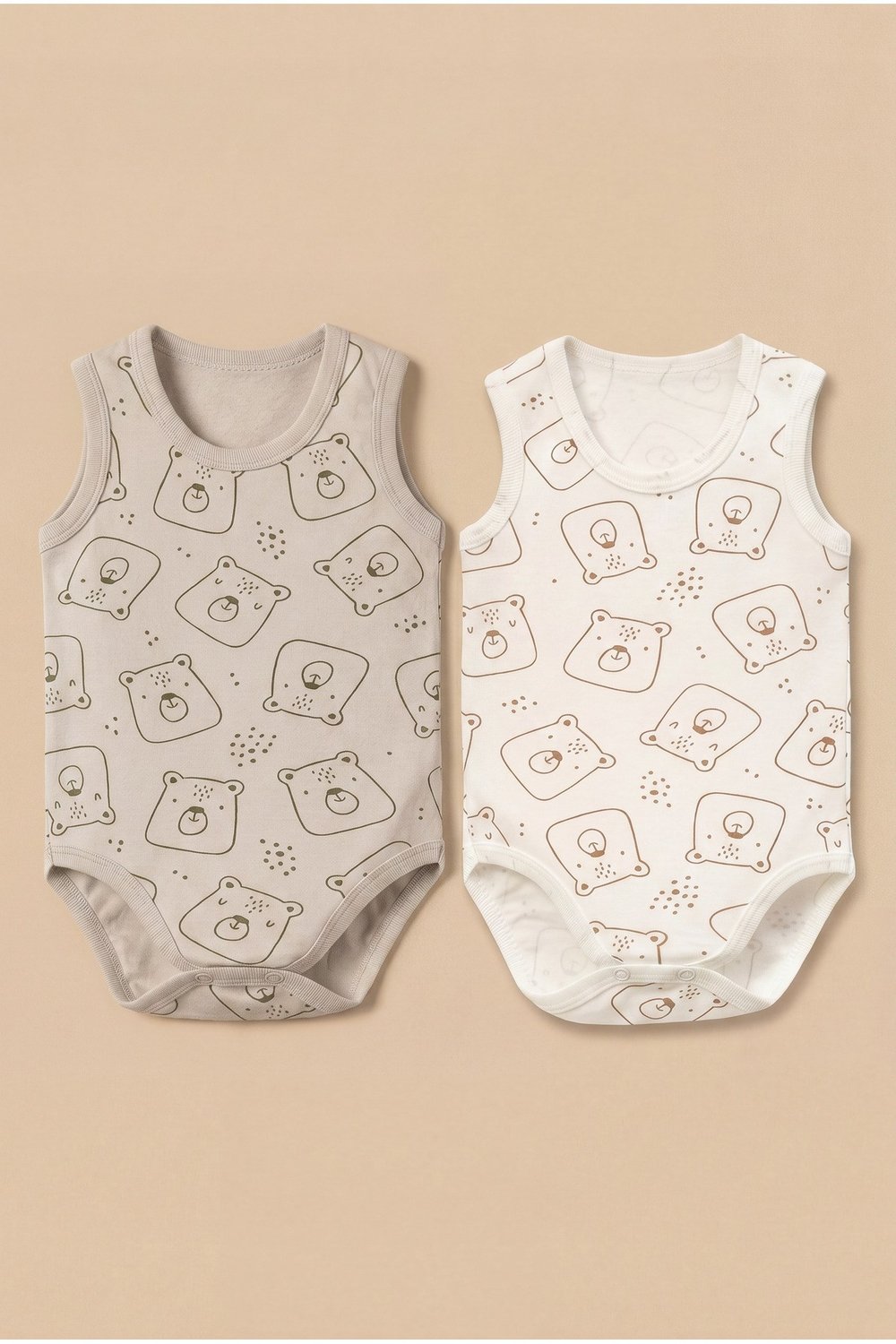 - %100 Pamuk Askılı Ayıcık Motifli Body Set