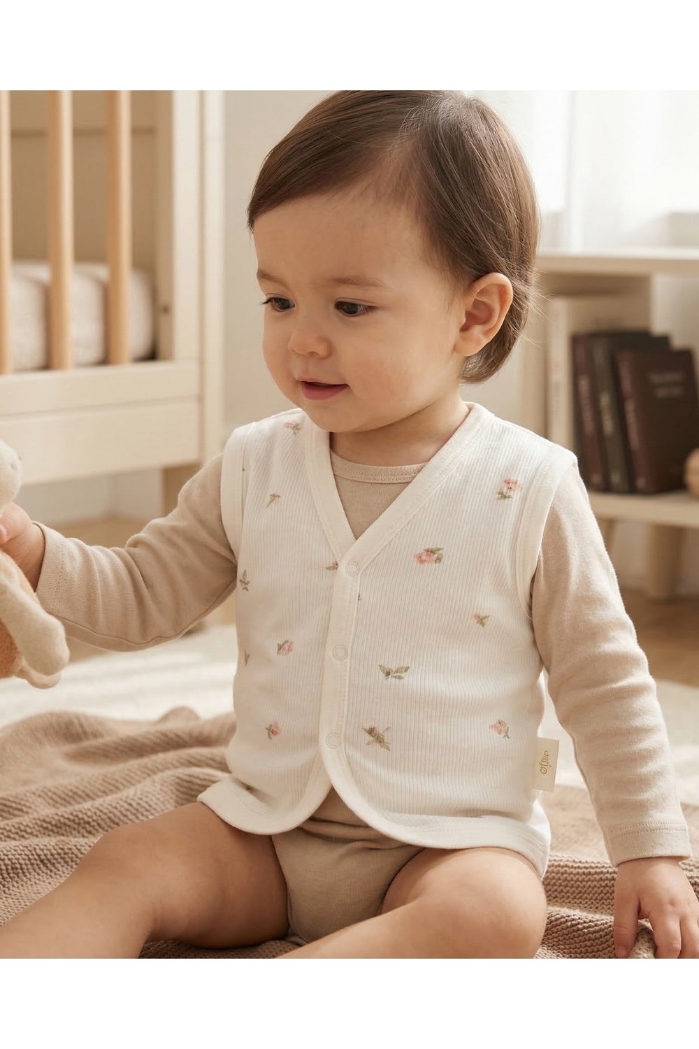 - %100 Pamuk Bebek Yeleği | Çiçek Motifli