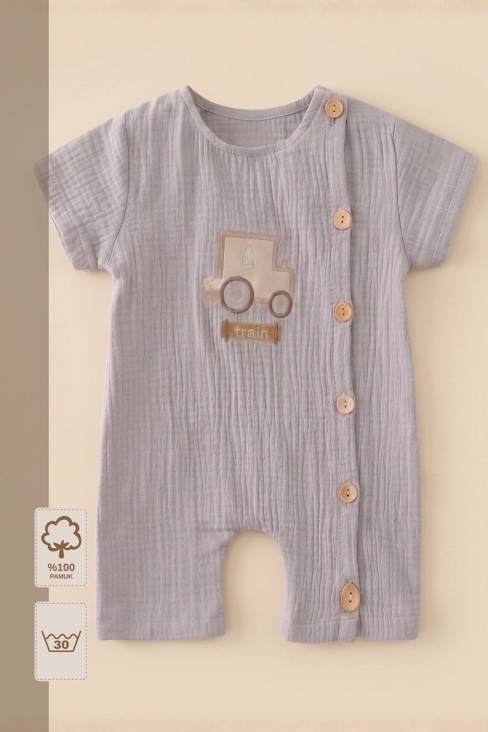 - %100 Pamuk Müslin Bebek Tulum
