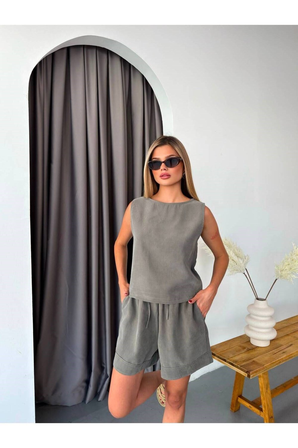 Gabardin İnce Şort Ve Atlet Takım