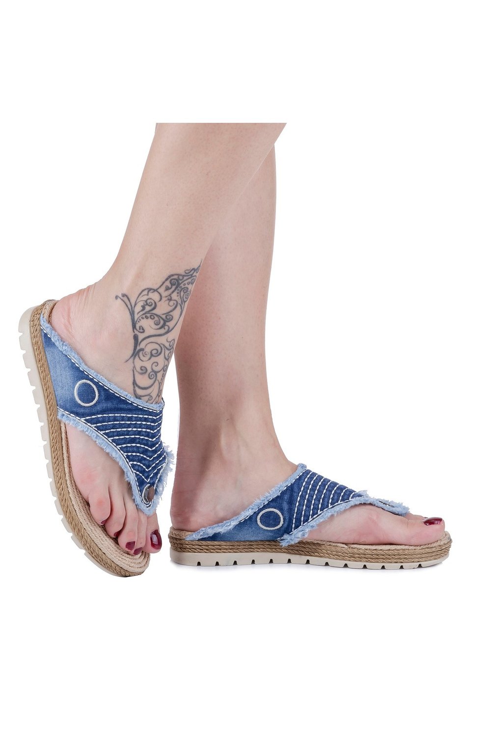 JEANOLOG KOT TERLİK SOFT TABAN HASIR DESEN PARMAK ARASI CASUAL TERLİK