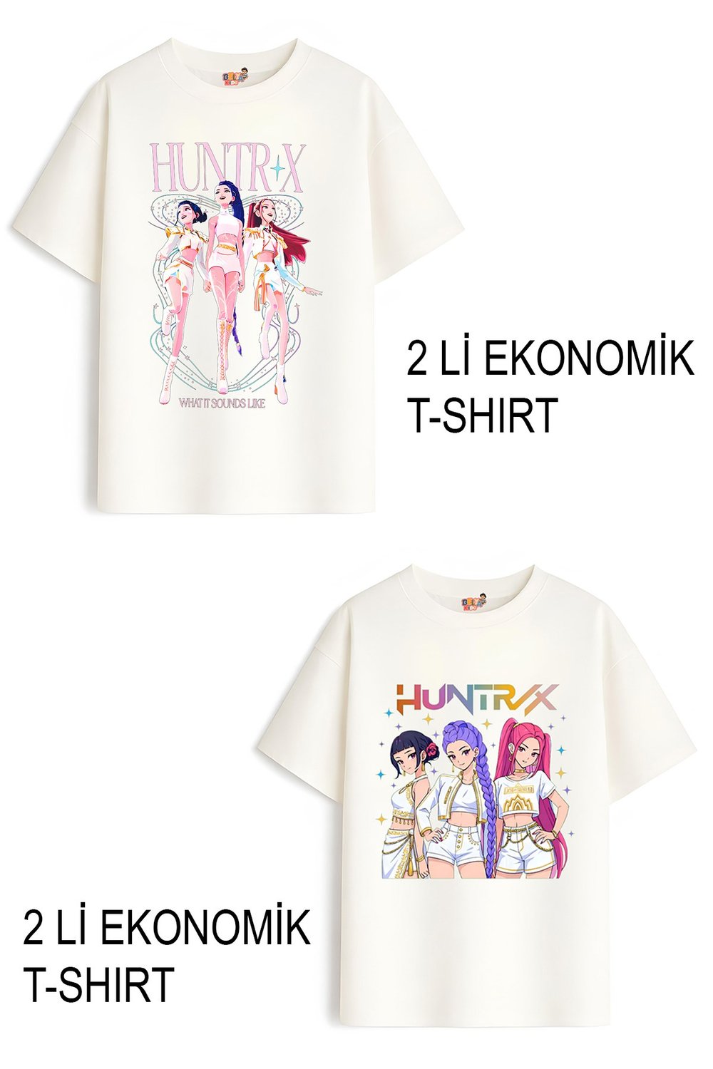Kız Çocuk 7 Hunters Huntrix Tasarım 2 li Ekonomik Paket T-shirtler