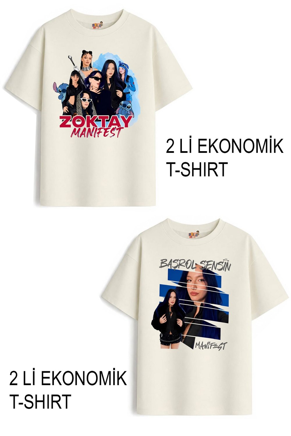 Kız Çocuk 8 Manifest Tasarım 2 li Ekonomik Paket T-shirtler