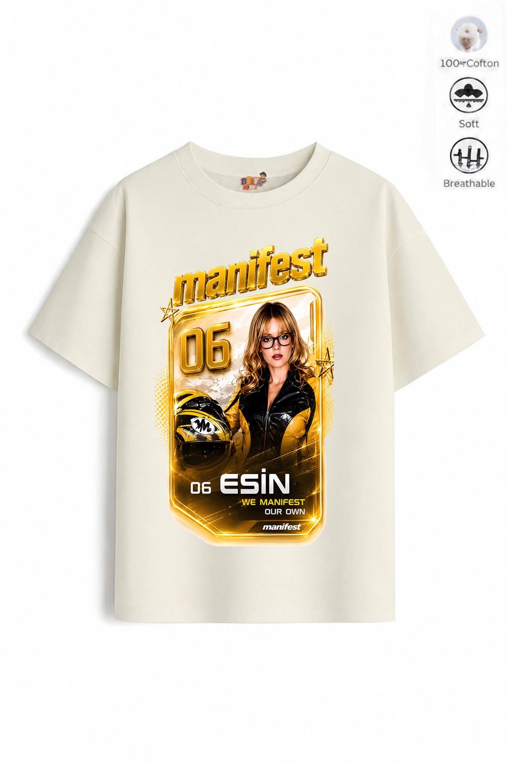 Kız Çocuk Oversize Kalıp Pamuklu Mani Esin Tasarım3 Tişört