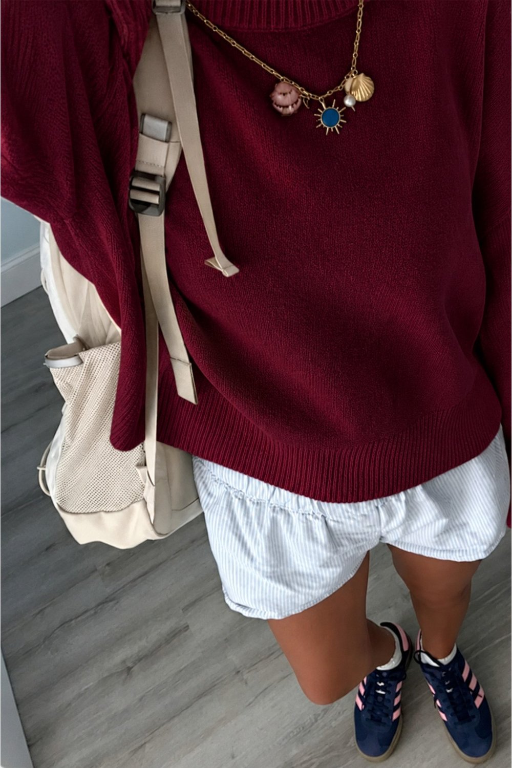 Bordo Bisiklet Yaka Oversize Kadın Triko Kazak