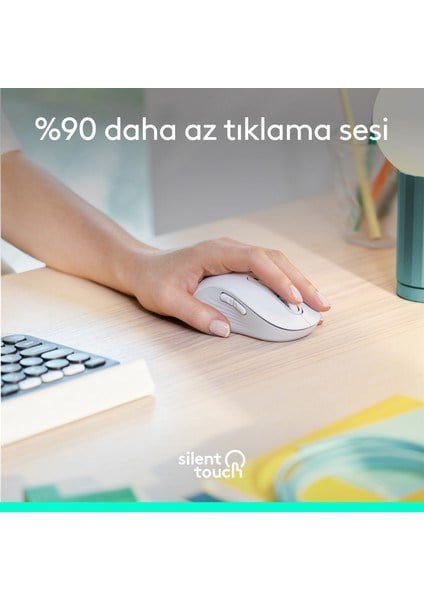 Logitech M650 Signature 910-006255 Beyaz Sessiz Küçük Boy Sağ El Kablosuz Mouse