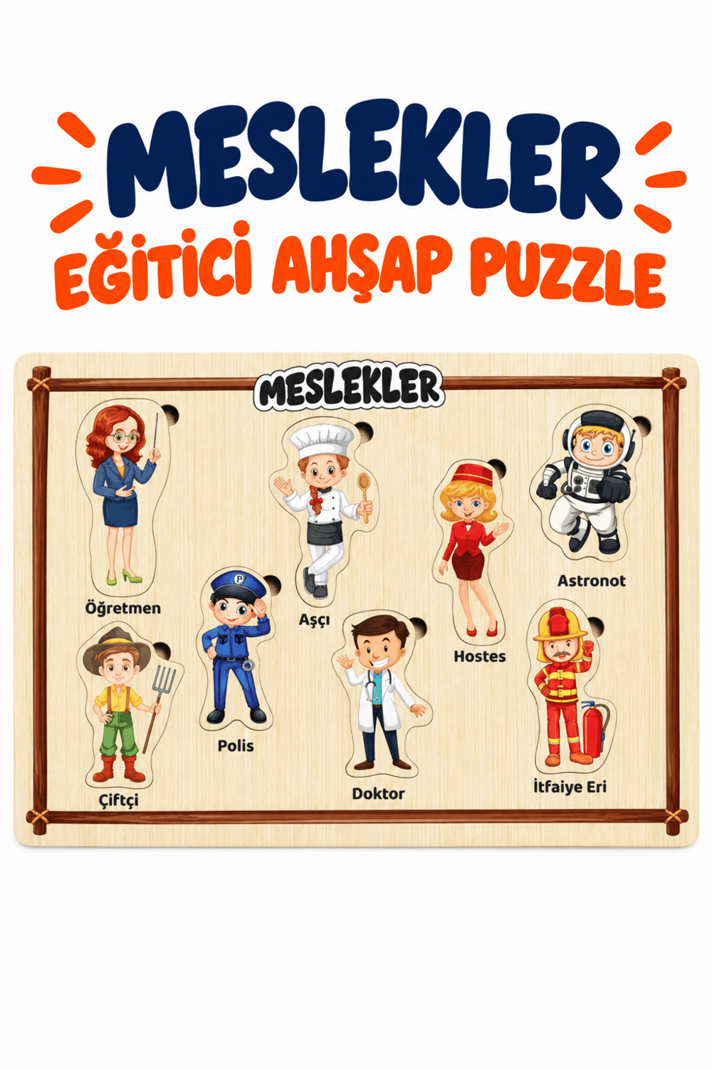 Ahşap Eğitici Meslekler Puzzle – Meslekleri Öğreniyorum Renkli Öğretici Ahşap Yapboz Oyuncak