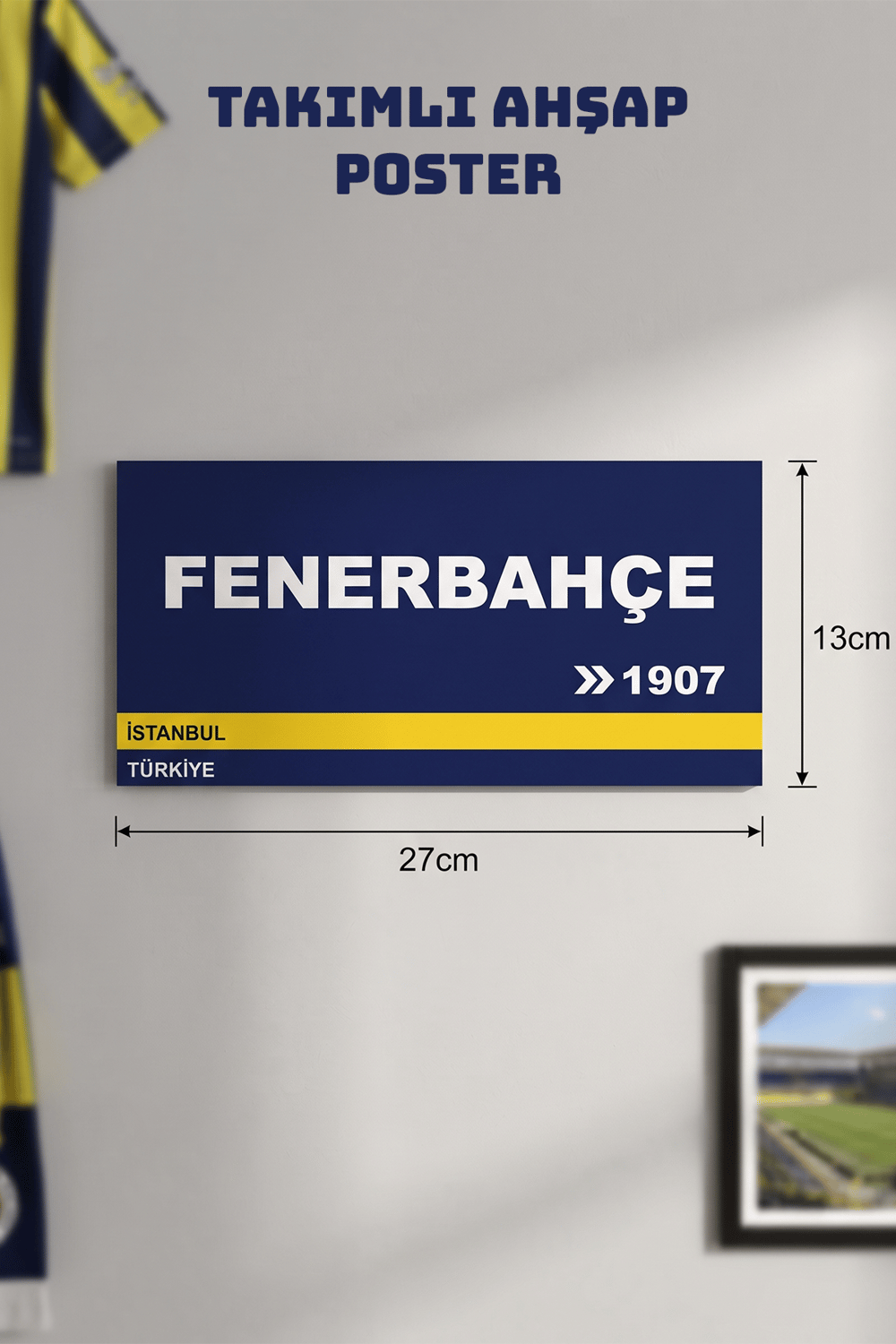 Fenerbahçe Yazılı Ahşap Poster Dekoratif Duvar Tablosu 13x27 Cm Poster