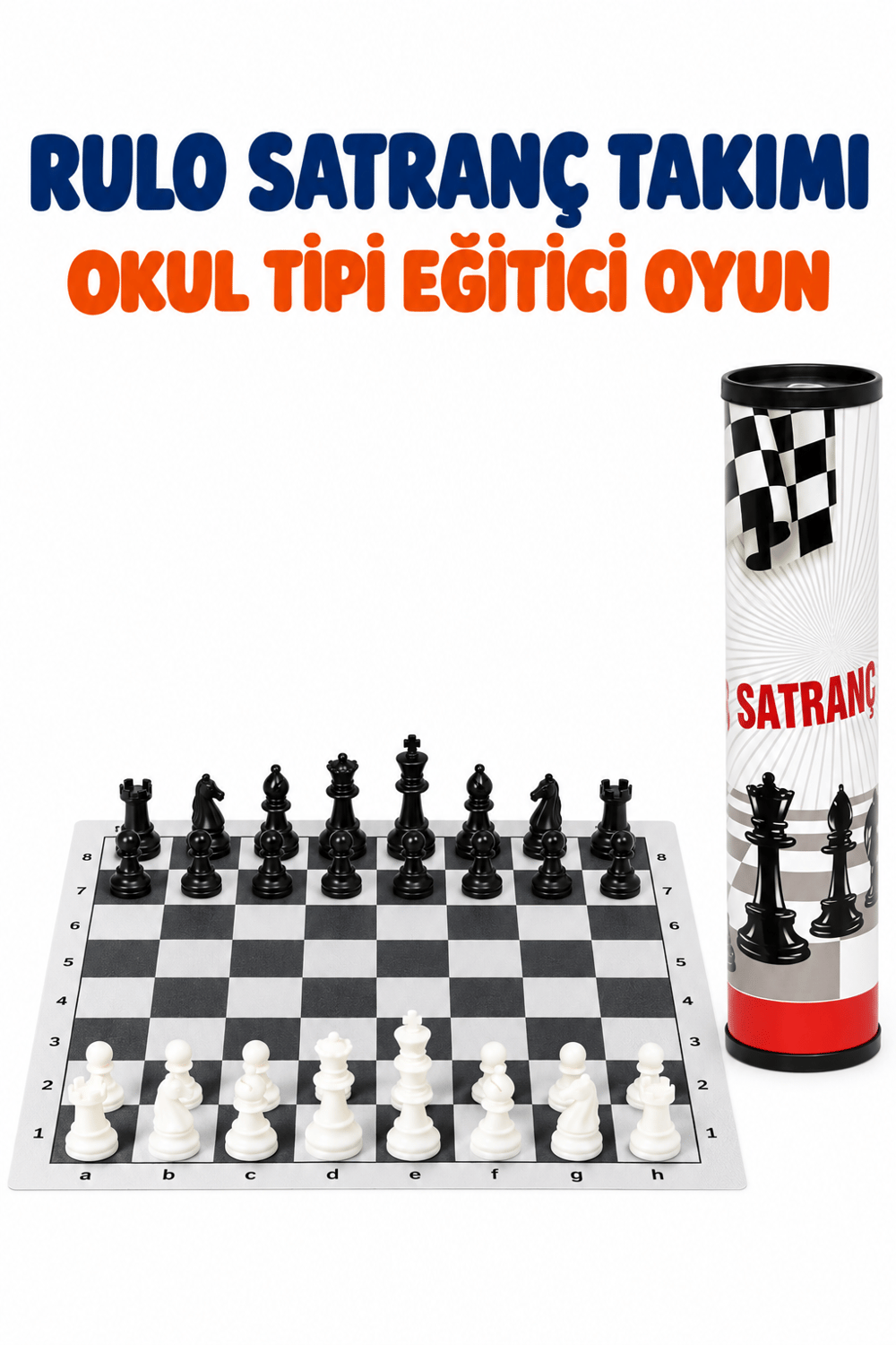 Satranç Takımı Rulo Çantalı Okul Tipi – Çocuklar ve Yetişkinler İçin Eğitici Zeka ve Strateji Oyunu Seti