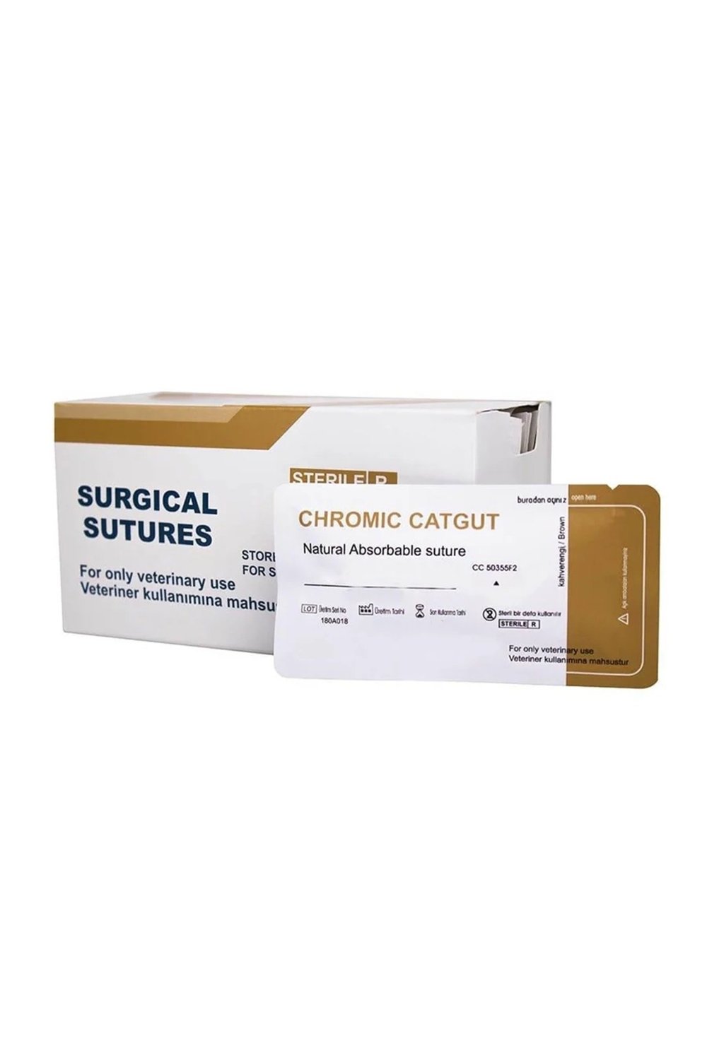 - Chromic Catgut Kromik Katgüt Doğal Emilebilir Sutur Yukarı Keskin 150cm No:4 12 Adet (1 PAKET)