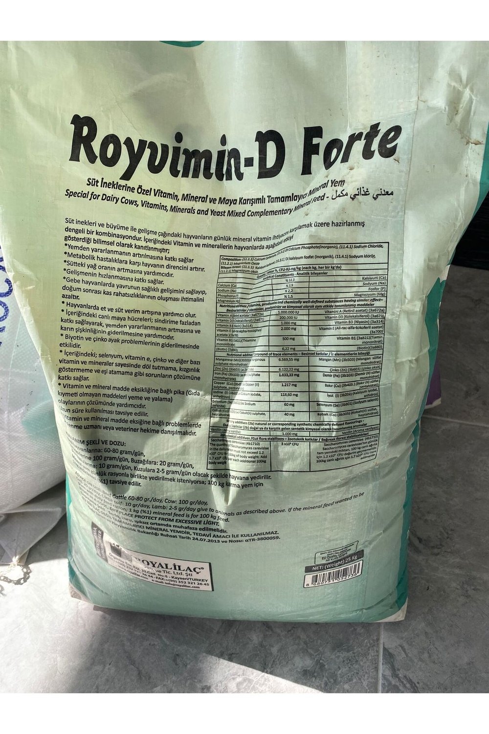 Royal İlaç Royvimin D Forte 25 kg Kraft Torba