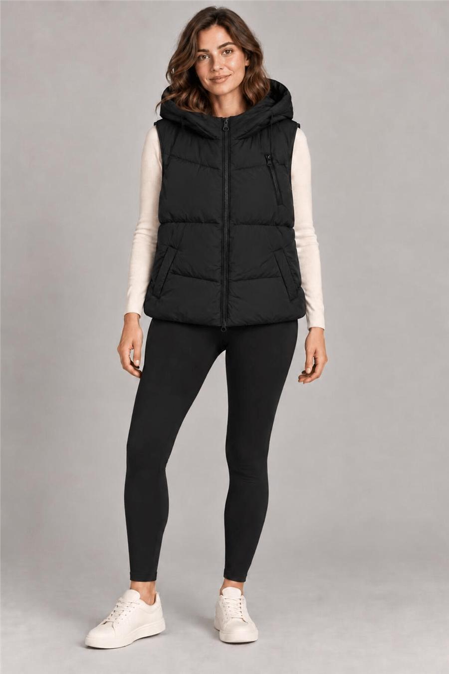 Kadın Siyah Oversize Basic Şişme Yelek MTA028