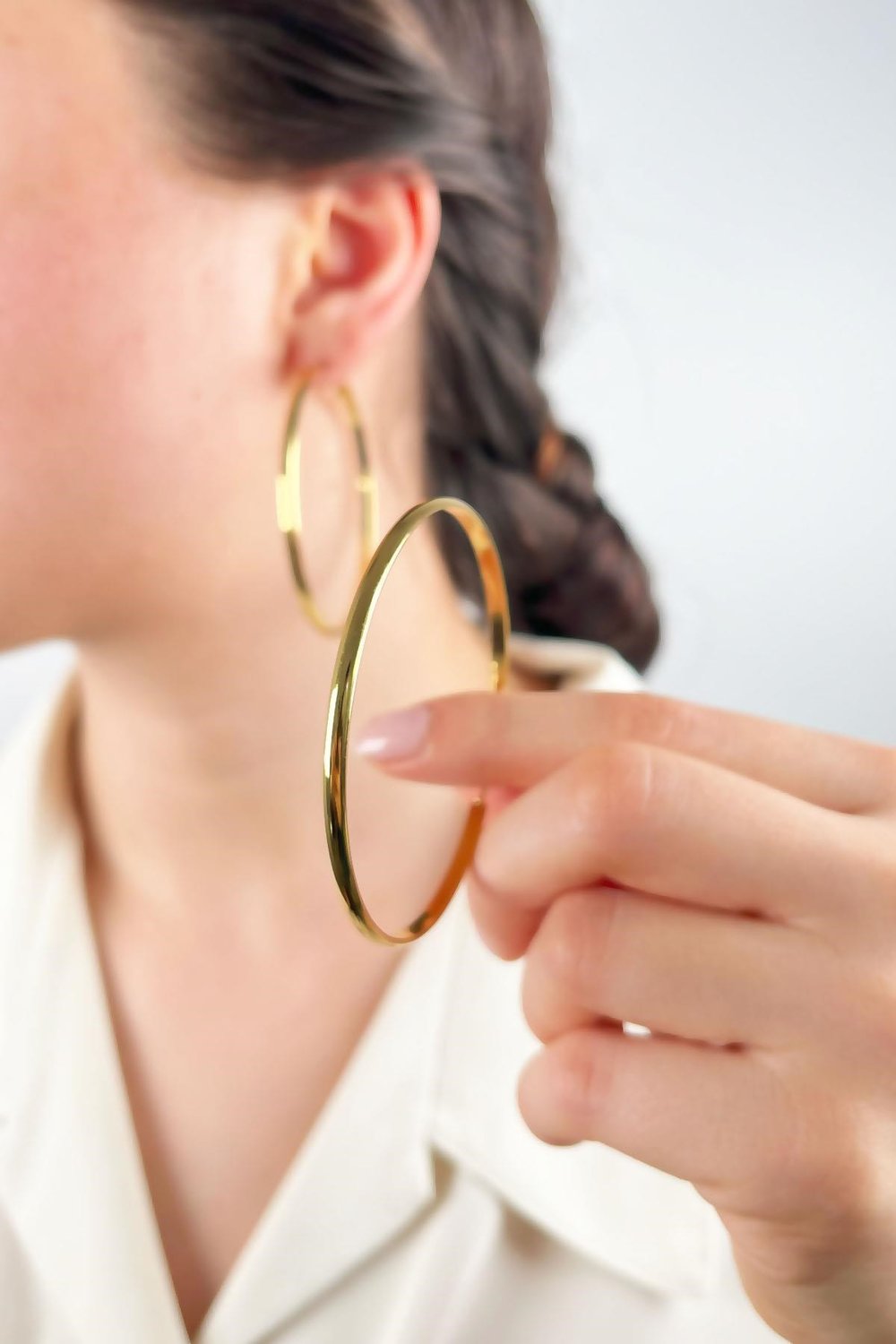 Steel Hoop Earrings 6cm - Gold