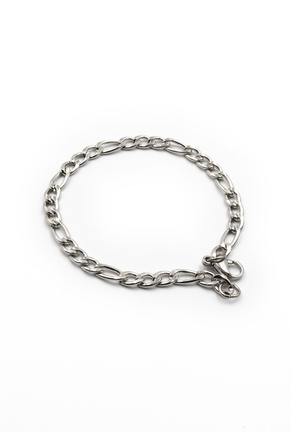 Men’s Figaro Stainless Steel Bracelet - Silver-Tone, 4 mm, Classic Chain Design