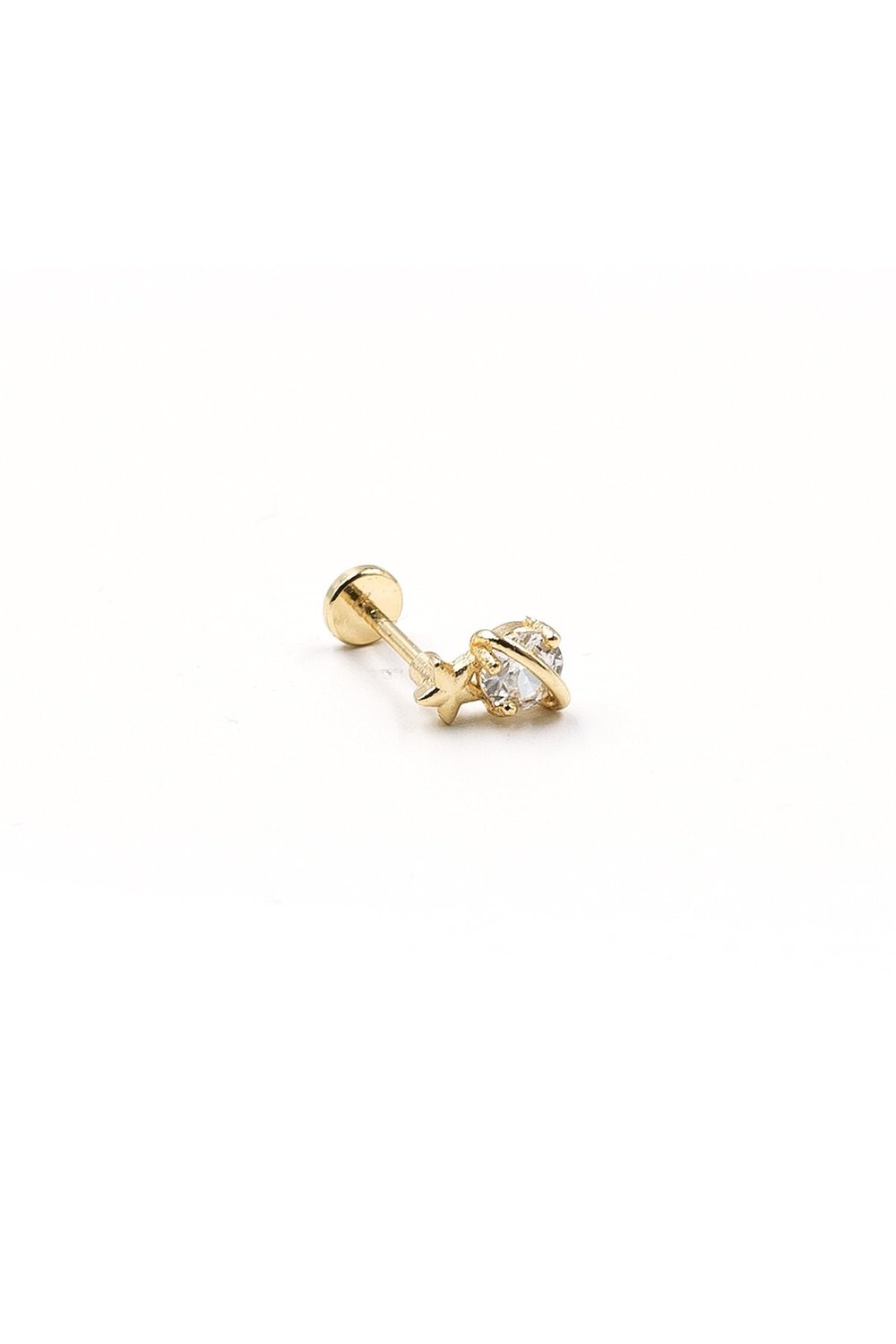 Galaksi Tasarımlı Zirkon Tragus Piercing – Gold | Anti Alerjik, Rengi Solmaz