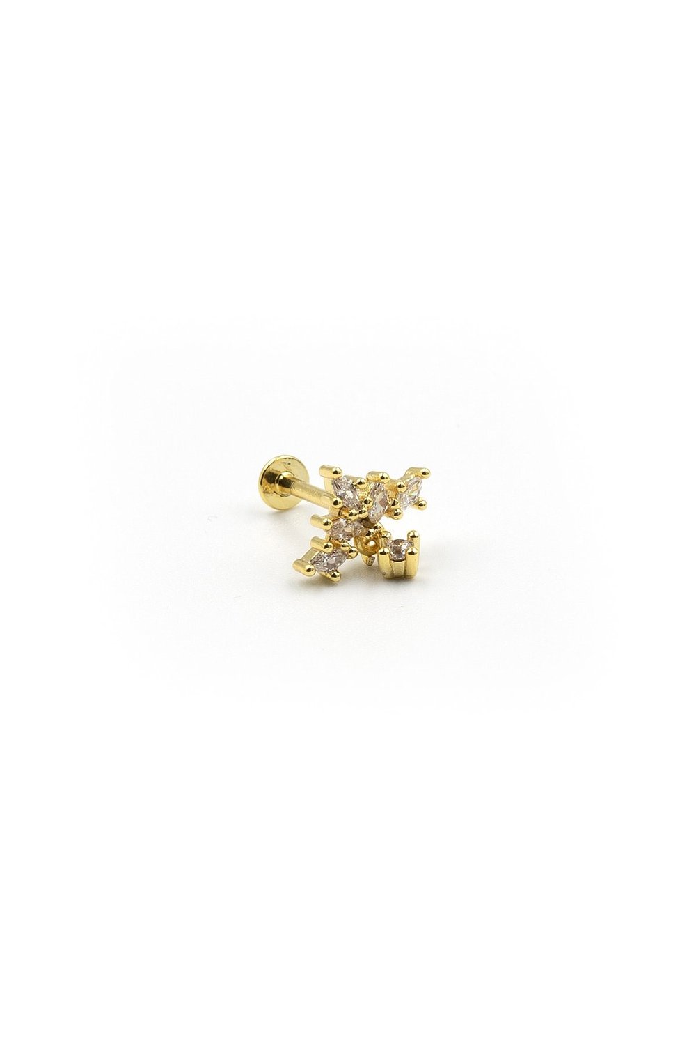 Gold Sallantılı Taç Tragus Helix Piercing - Anti Alerjik, Kararma Yapmaz