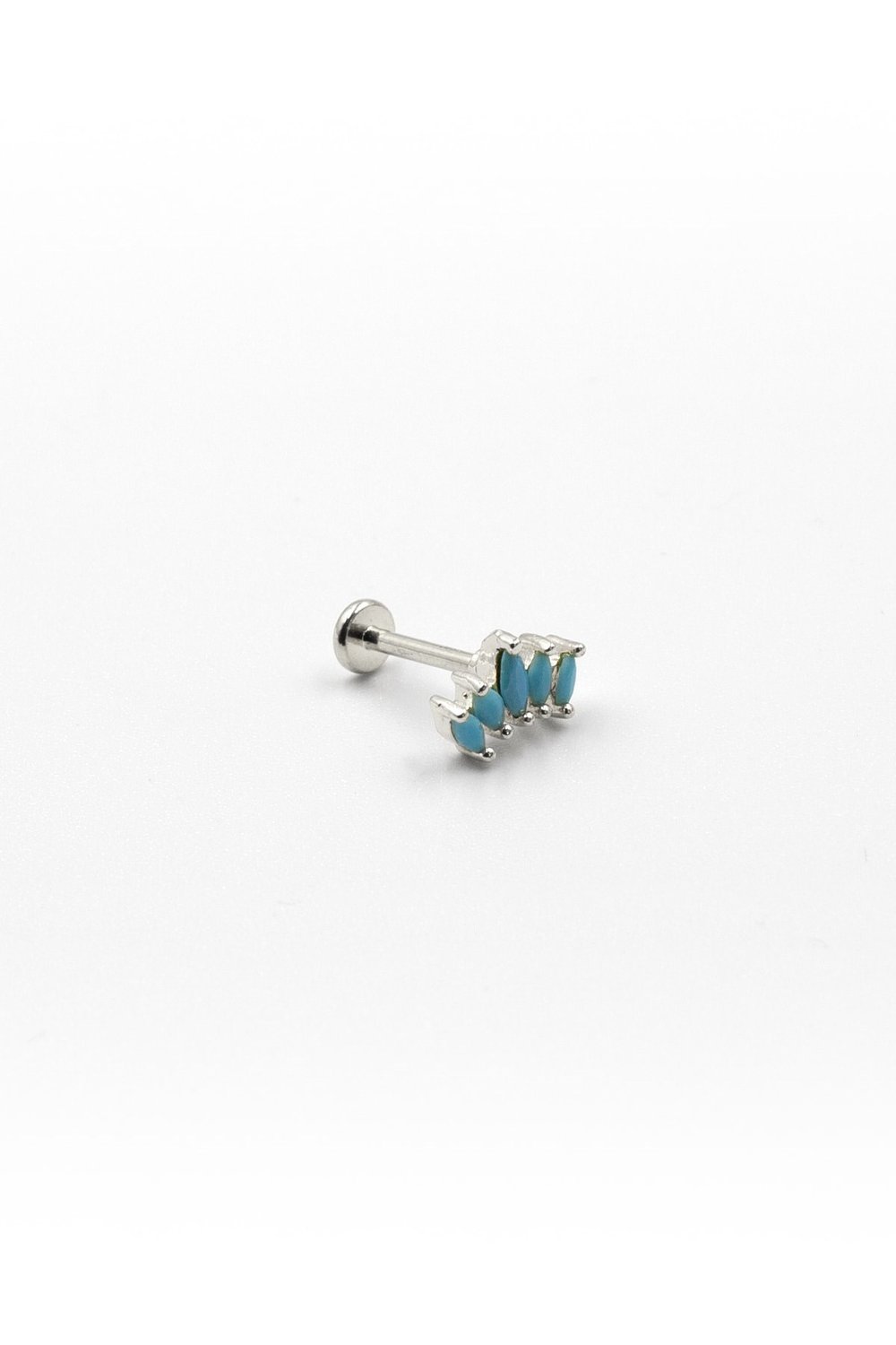 Gümüş Firuze Taşlı Tragus Helix Piercing – Anti Alerjik, Paslanmaz, Şık Tasarım