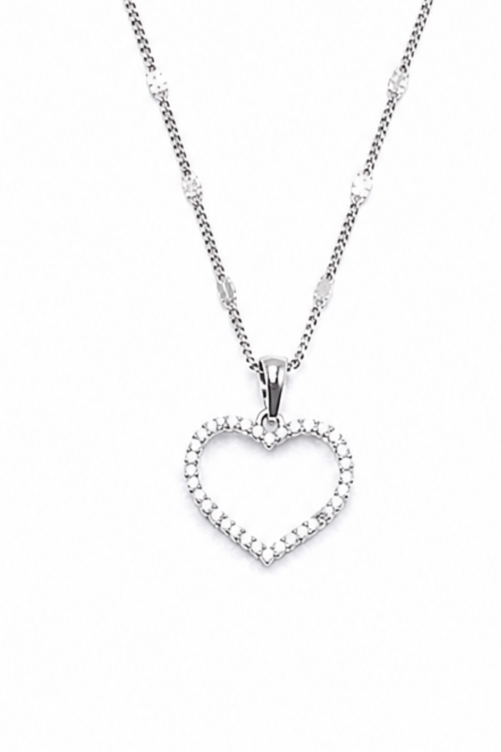 Xuping Heart-Shaped Necklace with Cubic Zirconia - Silver-Tone, Tarnish-Resistant